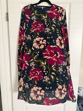 Tommy Hilfiger Navy A-Line Dress with Pink and Cream Floral Print